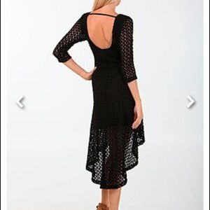 Venus black Open-weave hi-low Crochet Dress size S